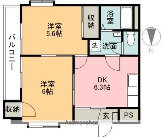 プリマルーチェ朝生田(2DK/3階)の間取り写真