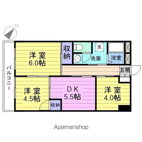 ソレイユ多賀城(3K/3階)の間取り写真
