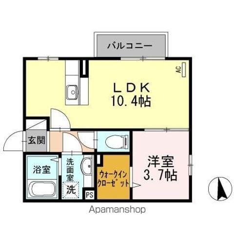 フェリーチェ空港通B棟(1LDK/2階)の間取り写真