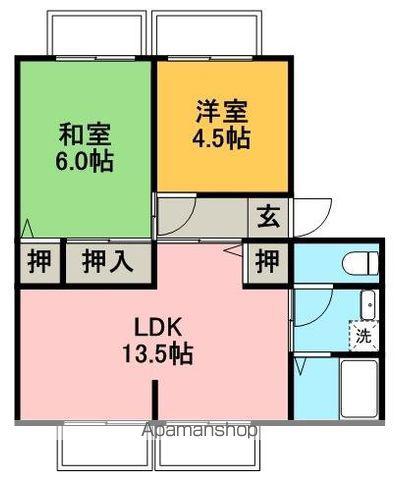 イチゴハイツⅠ(2LDK/2階)の間取り写真