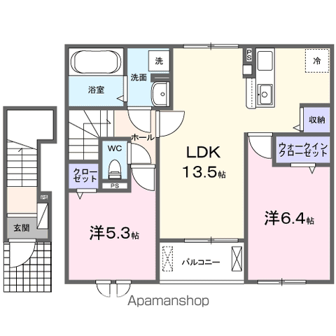 ルチェンテーF Ⅱ(2LDK/2階)の間取り写真