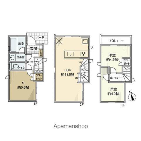 東京都大江戸線 牛込柳町駅 徒歩5分 3階建 築6年(2SLDK)の間取り写真