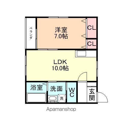 ベルジャン(1LDK/1階)の間取り写真
