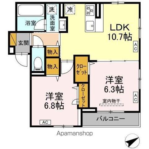 RESI NOIR(2LDK/2階)の間取り写真