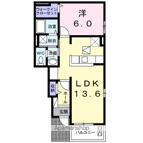 ファミーユ佐久Ⅱ(1LDK/1階)の間取り写真