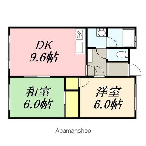 サンリバージュN(2DK/2階)の間取り写真