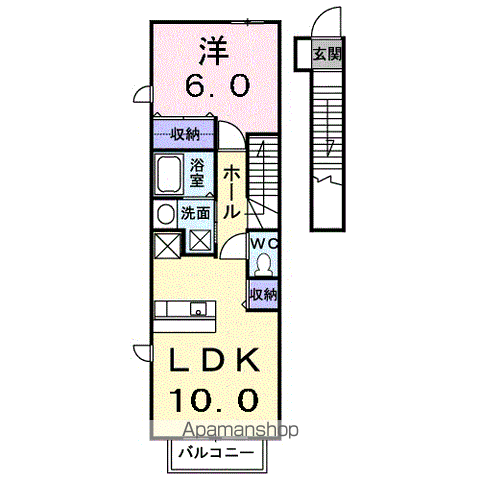 ピュアティ弐番館(1LDK/2階)の間取り写真