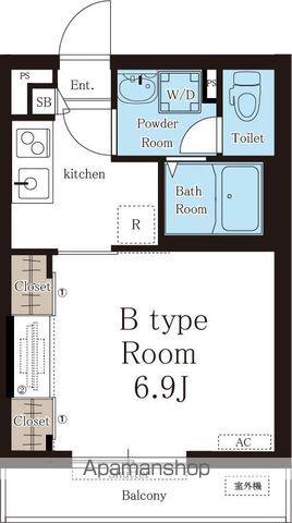リブリ・アークパイン(1K/1階)の間取り写真
