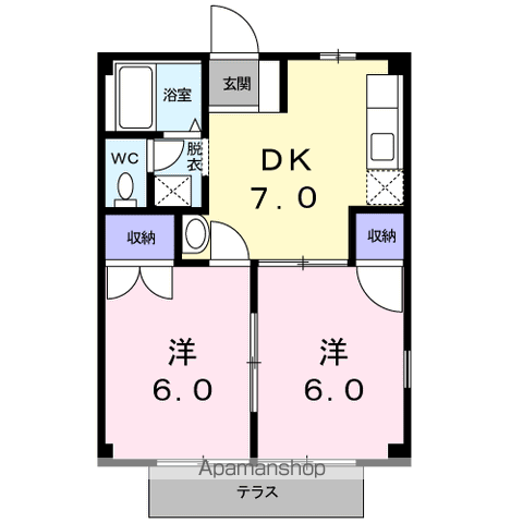 岩崎ハイツ(2DK/1階)の間取り写真