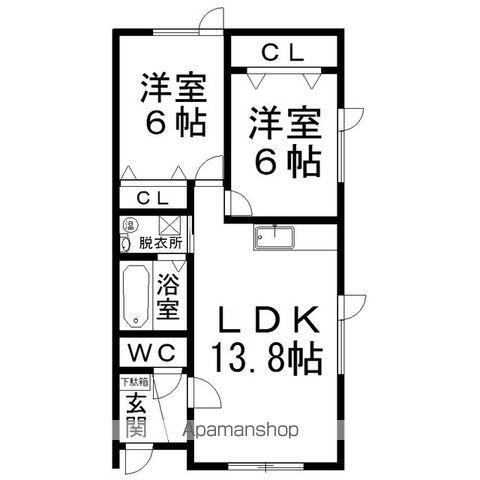 ハピネス高砂9号棟(2LDK)の間取り写真