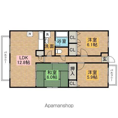 フルーヴ駅東(3LDK/2階)の間取り写真