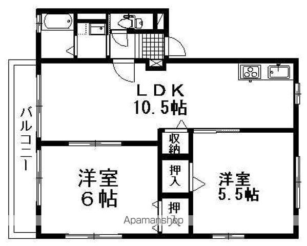 グランパティオⅠ(2LDK/2階)の間取り写真