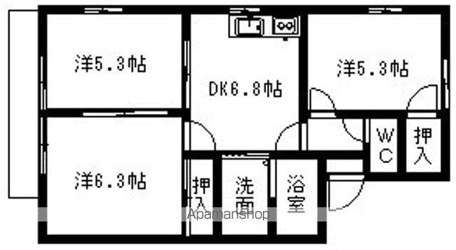 ドミールマルカ(3DK/1階)の間取り写真