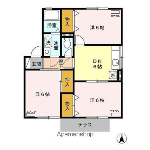 リヴェール高沢 Ⅱ ABC(3DK/1階)の間取り写真