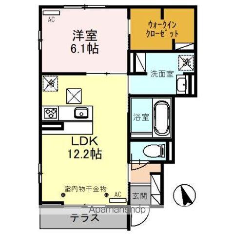 シーダールシア(1LDK/1階)の間取り写真