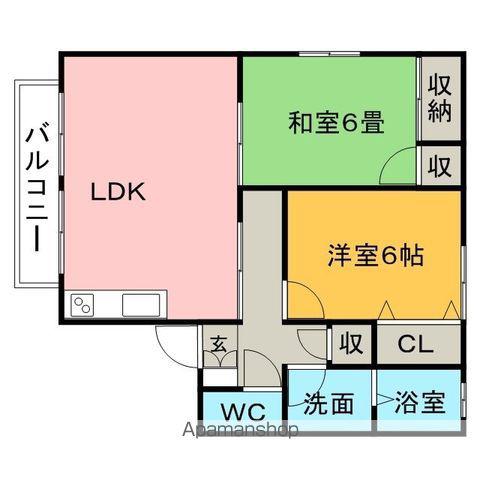 プロヴァンスⅡ(2LDK/2階)の間取り写真