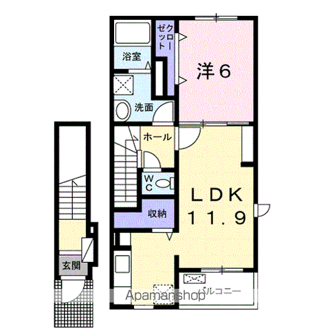 ノイ・レーベンB(1LDK/2階)の間取り写真