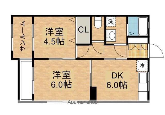 マンション二番館はらだ(2DK/1階)の間取り写真