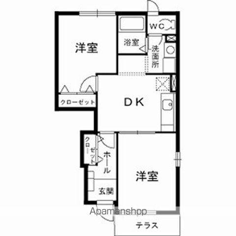 アンソレイユTNⅡ(2DK/1階)の間取り写真