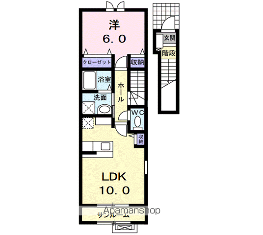 フォルトゥーナB(1LDK/2階)の間取り写真
