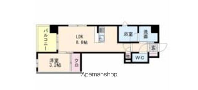 リヴァイン博多駅南(1LDK/8階)の間取り写真