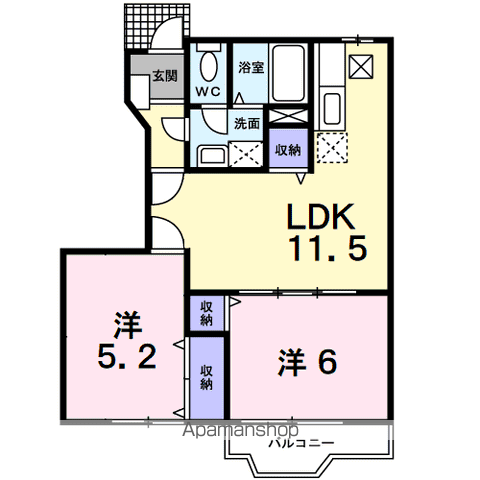 グレイス・メゾンB(2LDK/1階)の間取り写真