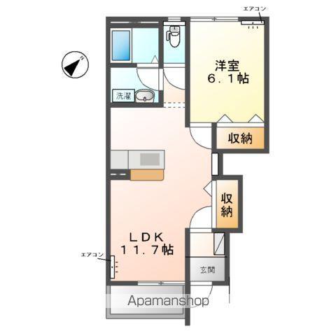 サンマルサンA(1LDK/1階)の間取り写真