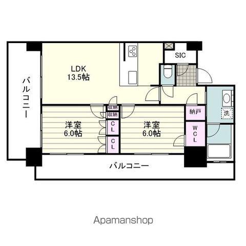 RJRプレシア郡元Ⅲ(2LDK/14階)の間取り写真