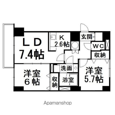 アイランドパレス2(2LDK/4階)の間取り写真
