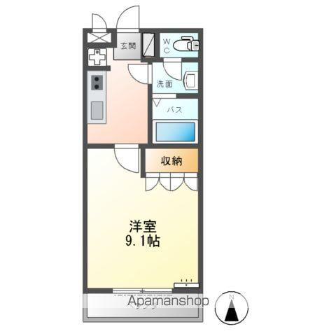 エバーグリーン(1K/1階)の間取り写真