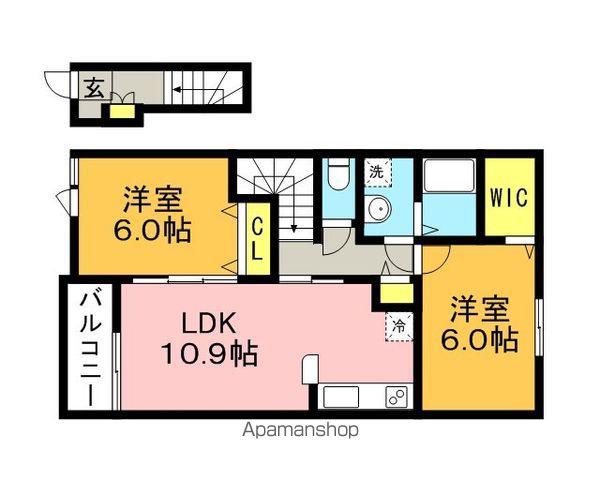 ソレイユ伊川Ⅱ(2LDK/2階)の間取り写真