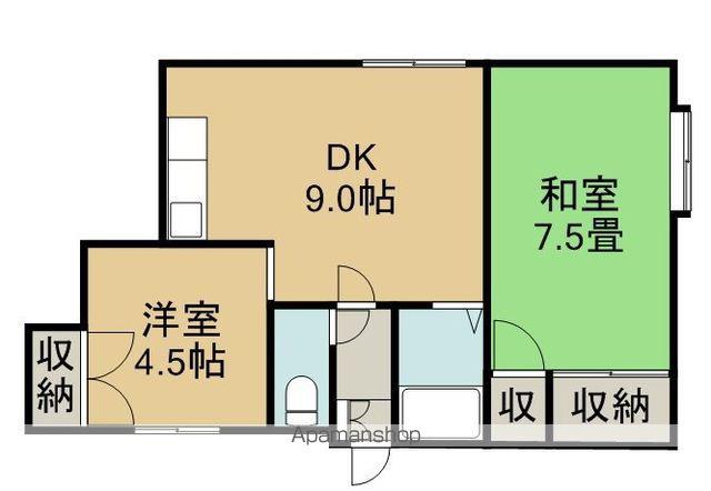 シティハウス月寒(2LDK/4階)の間取り写真