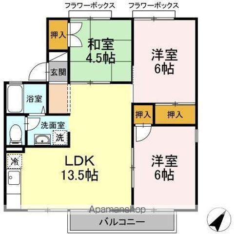 パークサイド吉敷D棟(3LDK/1階)の間取り写真