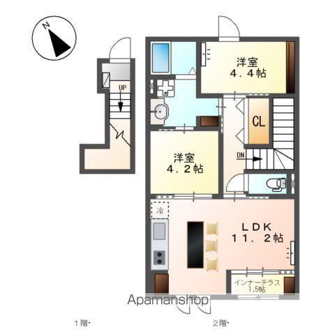弥富市鯏浦町上本田アパート(2LDK/2階)の間取り写真