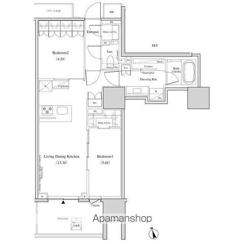ザ・パークハビオ北千住(2LDK/11階)の間取り写真