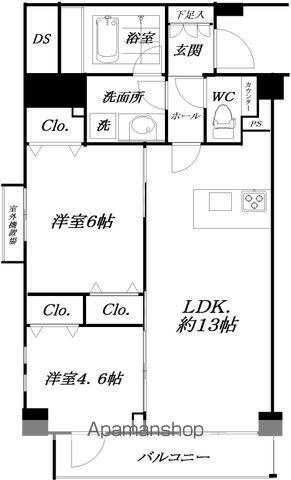 ダイナシティ中野沼袋(2LDK/4階)の間取り写真
