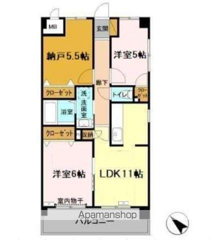 レジデンスJOKO(2LDK/5階)の間取り写真