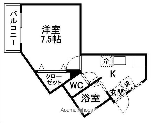 ソレイユ堤町(1K/3階)の間取り写真