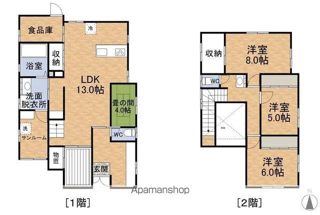 福井鉄道福武線 ベル前駅 徒歩5分 2階建 築6年(3LDK)の間取り写真