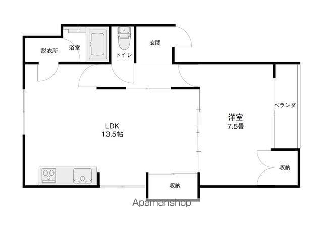 ドルフ・301(1LDK/3階)の間取り写真
