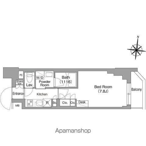 コンフォリア・リヴ大崎(1K/3階)の間取り写真