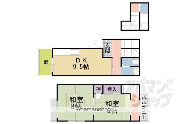 京阪電気鉄道京津線 四宮駅 徒歩5分 2階建 築40年(2LDK)の間取り写真