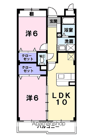 カーサプラシード1(2LDK/2階)の間取り写真