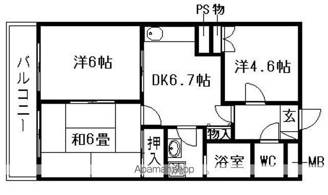 ガーデンハウス(3DK/1階)の間取り写真