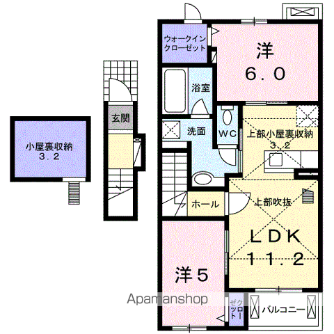 ウォール ナット グローブ(2LDK/2階)の間取り写真