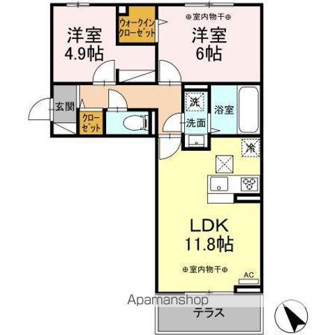 アーバンゲートV(2LDK/1階)の間取り写真