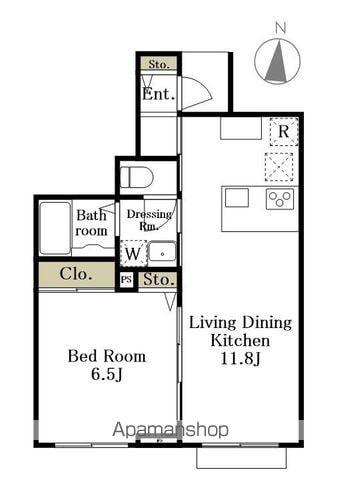 MAISON TINK(1LDK/1階)の間取り写真