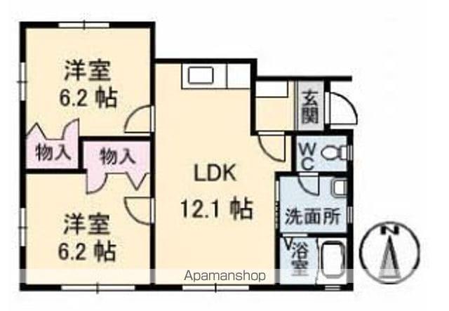 アネックス・I D棟(2LDK/1階)の間取り写真