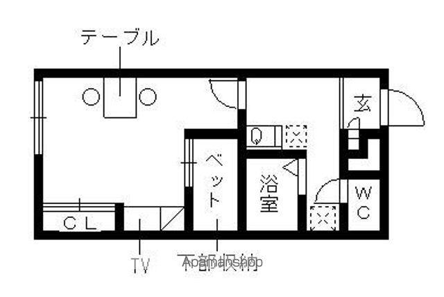 レオパレス赤坂北棟(1K/1階)の間取り写真