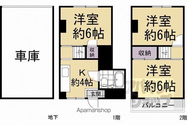 牛ヶ淵マンション(3K/1階)の間取り写真